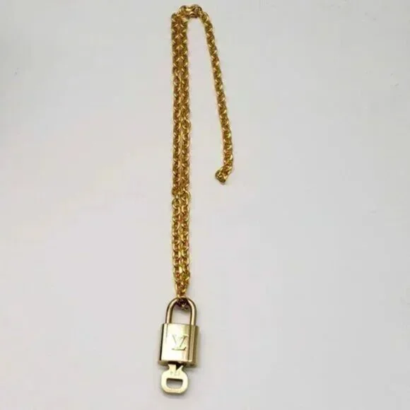 100% Authentic Louis Vuitton Lock & Key with Unbranded 18k Gold Plated Necklace